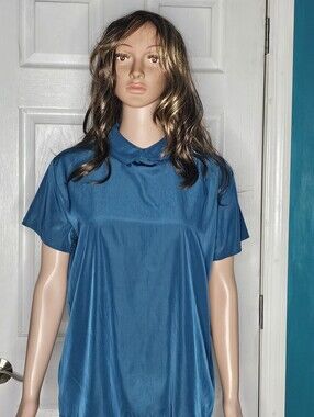 American Apparel Peacock Blue Silky Collar Top NWT